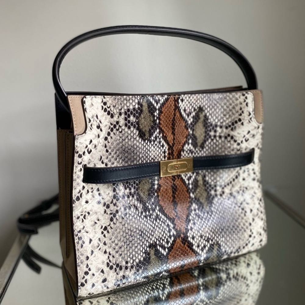 Tory Burch Lee Radziwill Medium Snakeskin Shoulder Bag